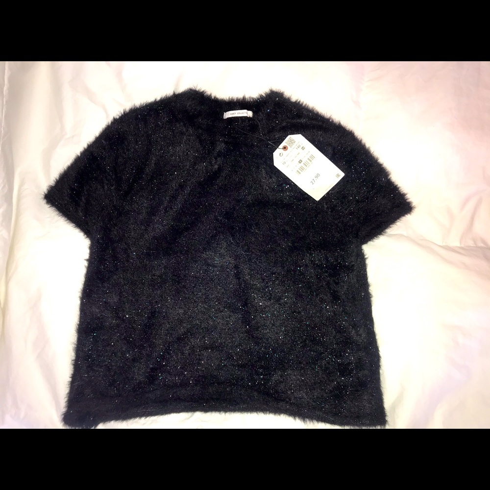 Zara girls black sparkly soft sweater